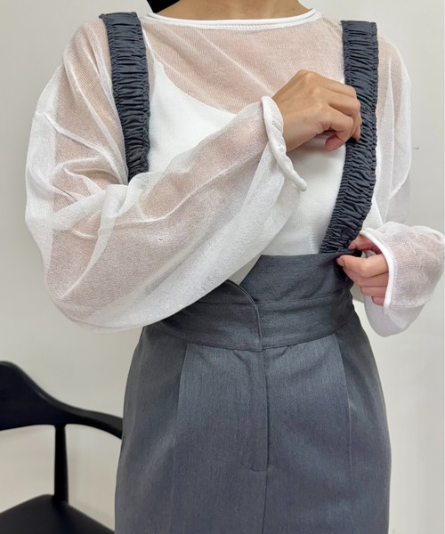 Amiur(エミレ)の「shirring strap 2way salopette / シャーリングストラップ2wayサロペット(サロペット/オーバーオール・レディース・アイボリー/チャコールグレー・SMALL/MEDIUM)」の13枚目の写真