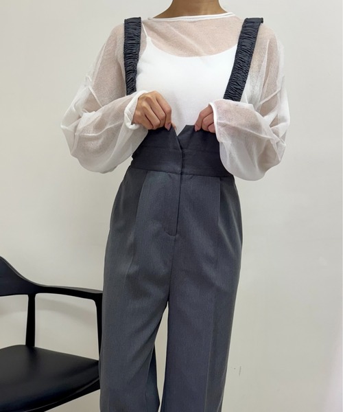 Amiur(エミレ)の「shirring strap 2way salopette / シャーリングストラップ2wayサロペット(サロペット/オーバーオール・レディース・アイボリー/チャコールグレー・SMALL/MEDIUM)」の14枚目の写真