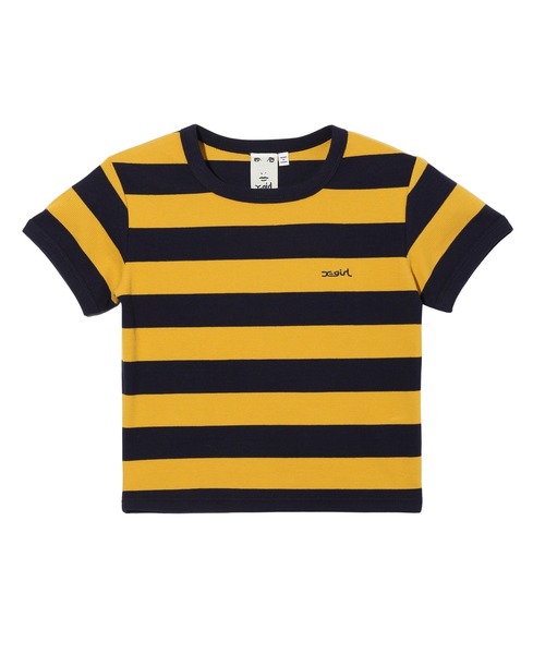 X-girl（エックスガール）の「STRIPED S/S TEE（Tシャツ/カットソー・レディース・ライトブルー/ブラック/イエロー・M/S）」の3枚目の写真