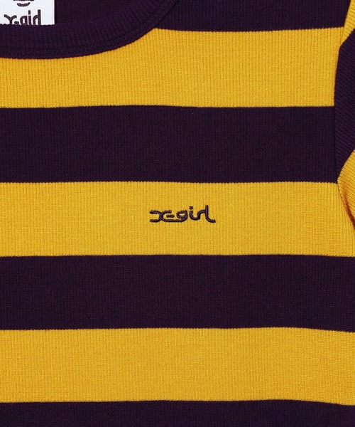 X-girl（エックスガール）の「STRIPED S/S TEE（Tシャツ/カットソー・レディース・ライトブルー/ブラック/イエロー・M/S）」の6枚目の写真