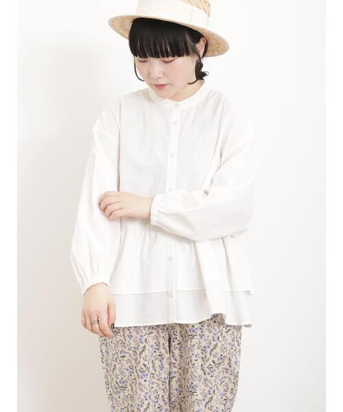 Samansa Mos2（サマンサ モスモス）の「柄アソートバンドカラーフリルブラウス（シャツ/ブラウス・レディース・ブルー/オフホワイト/ネイビー/キナリ・F）」の17枚目の写真