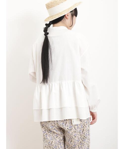 Samansa Mos2（サマンサ モスモス）の「柄アソートバンドカラーフリルブラウス（シャツ/ブラウス・レディース・ブルー/オフホワイト/ネイビー/キナリ・F）」の18枚目の写真