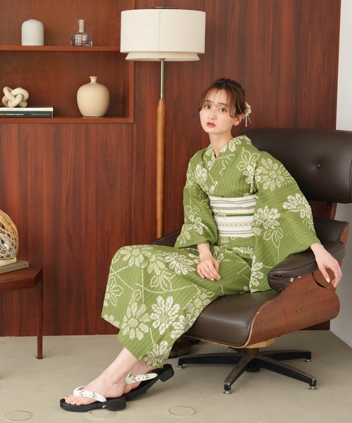 浴衣　グリーン　utatane utatane 浴衣 レディース セット セパレート 二部式浴衣3点セット