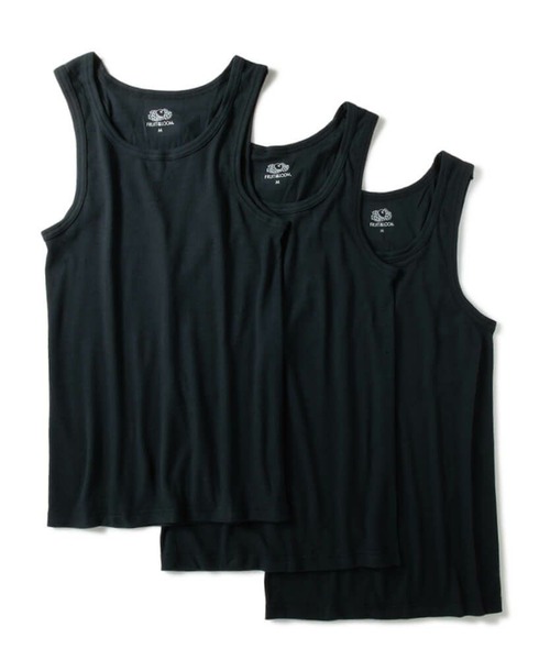 FRUIT OF THE LOOM(フルーツオブザルーム)の「FRUIT OF THE LOOM リブタンクトップ 3Pパック(タンクトップ・メンズ・ホワイト/ブラック/グレー・M/L/XL)」の3枚目の写真