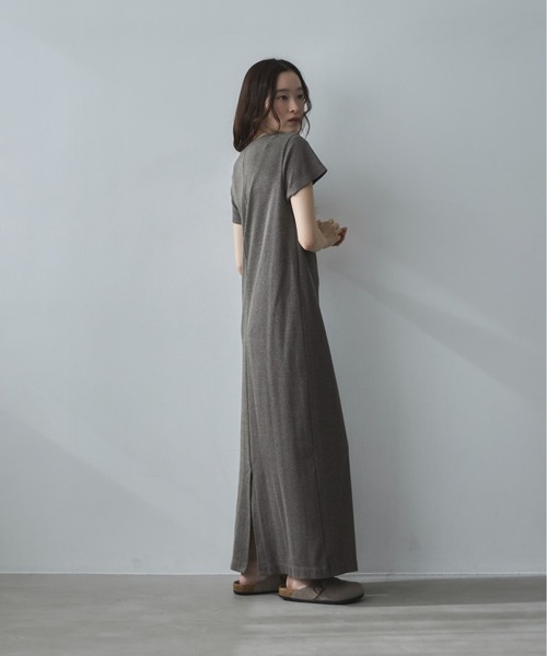 セール】【TALL/2Tサイズあり】カットリブハーフスリーブワンピース