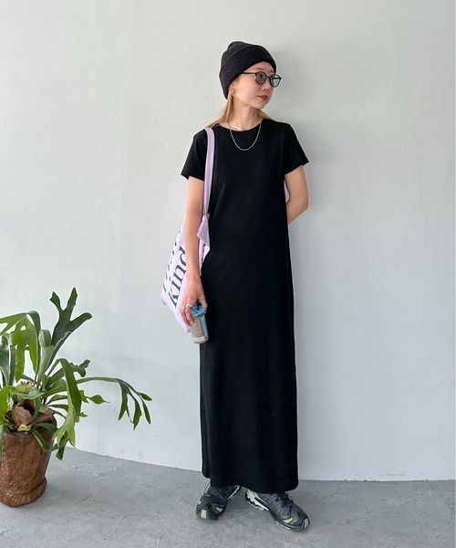 TALL/2Tサイズあり】カットリブハーフスリーブワンピース（ワンピース