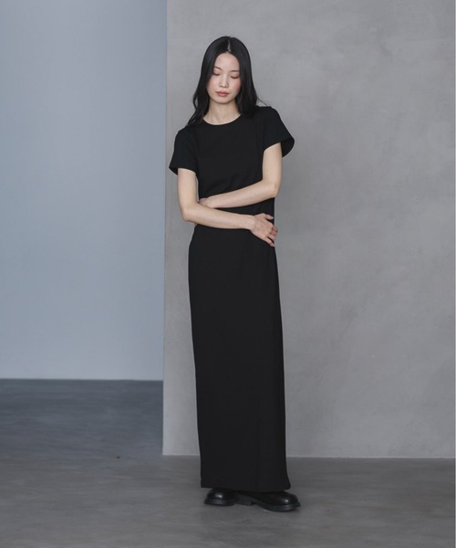 TALL/2Tサイズあり】カットリブハーフスリーブワンピース（ワンピース