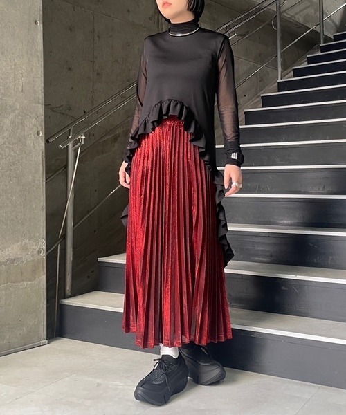 【Narcissus】メタリックカラープリーツスカート