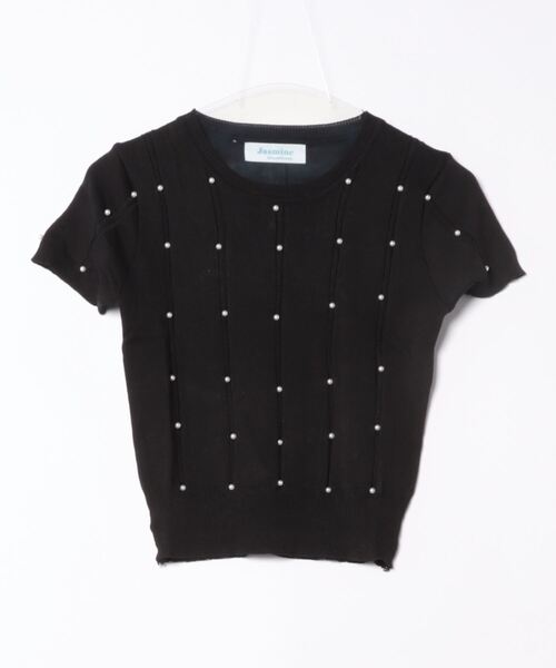 Jasmine Grandiflorum(ジャスミングランディフローラム)の「【Jasmine】パワショルパールニット半袖トップス (SS)(Tシャツ/カットソー・レディース・ブルー/ブラック/イエロー/ホワイト/ピンク・FREE)」の7枚目の写真