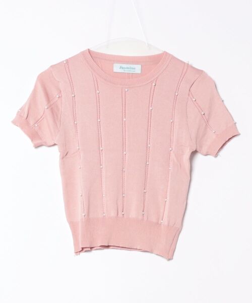 Jasmine Grandiflorum(ジャスミングランディフローラム)の「【Jasmine】パワショルパールニット半袖トップス (SS)(Tシャツ/カットソー・レディース・ブルー/ブラック/イエロー/ホワイト/ピンク・FREE)」の8枚目の写真