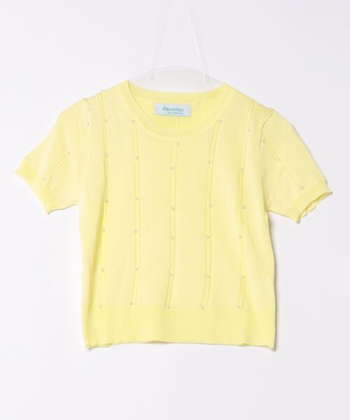 Jasmine Grandiflorum(ジャスミングランディフローラム)の「【Jasmine】パワショルパールニット半袖トップス (SS)(Tシャツ/カットソー・レディース・ブルー/ブラック/イエロー/ホワイト/ピンク・FREE)」の9枚目の写真