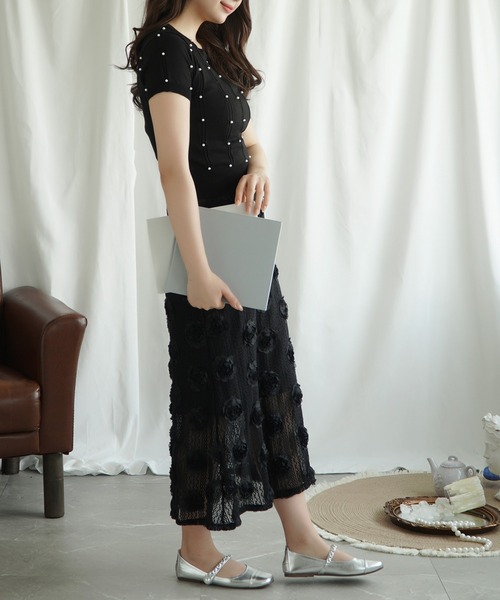 Jasmine Grandiflorum(ジャスミングランディフローラム)の「【Jasmine】パワショルパールニット半袖トップス (SS)(Tシャツ/カットソー・レディース・ブルー/ブラック/イエロー/ホワイト/ピンク・FREE)」の17枚目の写真
