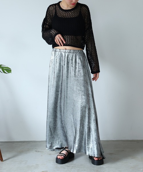 LAFFMO（ラフモ）の「ゆるメッシュ透かし編みプルオーバー（ニット/セーター・レディース・アイボリー/ブラック/ピンク/レインボー・F）」の15枚目の写真