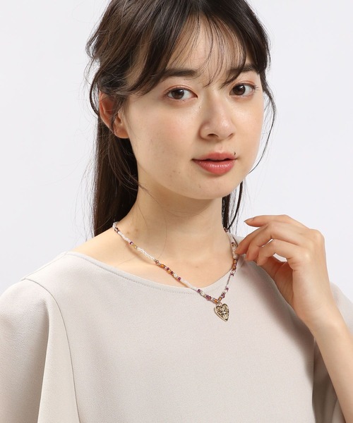 GLOBAL WORK Smile Seed Store(グローバルワーク スマイルシードストア)の「ハートビーズネックレス/111161(ネックレス・レディース・シルバー/ゴールド・FREE)」の1枚目の写真