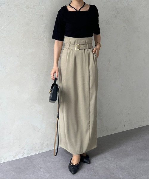 Thevon(ゼボン)の「ランダムリブホルターネック5分袖プルオーバー(Tシャツ/カットソー・レディース・アイボリー/ブラック/グリーン・FREE)」の18枚目の写真