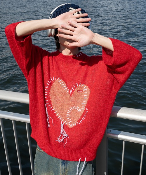 セール】リメイク風ステッチハートニット（その他トップス）｜Perushu