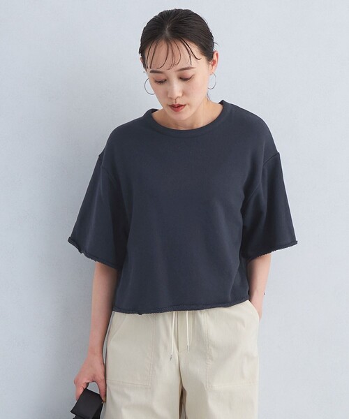 green label relaxing(グリーンレーベルリラクシング)の「裏毛 スラッシュ プルオーバー(スウェット・レディース・グレー/ネイビー/ホワイト・FREE)」の3枚目の写真