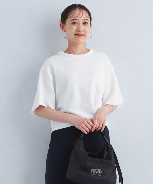 green label relaxing(グリーンレーベルリラクシング)の「裏毛 スラッシュ プルオーバー(スウェット・レディース・グレー/ネイビー/ホワイト・FREE)」の1枚目の写真