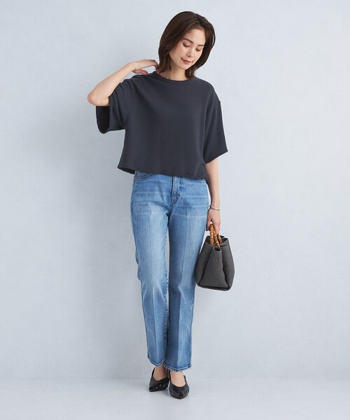 green label relaxing(グリーンレーベルリラクシング)の「裏毛 スラッシュ プルオーバー(スウェット・レディース・グレー/ネイビー/ホワイト・FREE)」の6枚目の写真