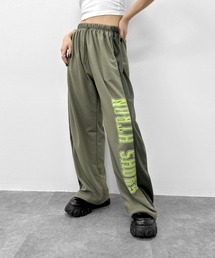 【LVEU.】フォントロゴカジュアルスウェットパンツ / ボトムス パンツ スウェット ロゴ 配色 バイカラー カレッジ カジュアル ブラック カーキ ZOZOTOWN限定