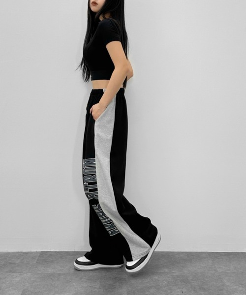 LVEU.(ラブユ.)の「【LVEU.】フォントロゴカジュアルスウェットパンツ / ボトムス パンツ スウェット ロゴ 配色 バイカラー カレッジ カジュアル ブラック カーキ ZOZOTOWN限定(スウェットパンツ・レディース・ブラック/カーキ・FREE)」の10枚目の写真