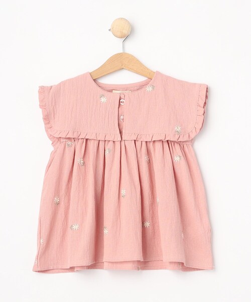 SHOO・LA・RUE（シューラルー）の「【110-140cm】ビック衿お花刺繍ブラウス（シャツ/ブラウス・キッズ・ライトベージュ/ベビーピンク・11/12/13/14）」の4枚目の写真