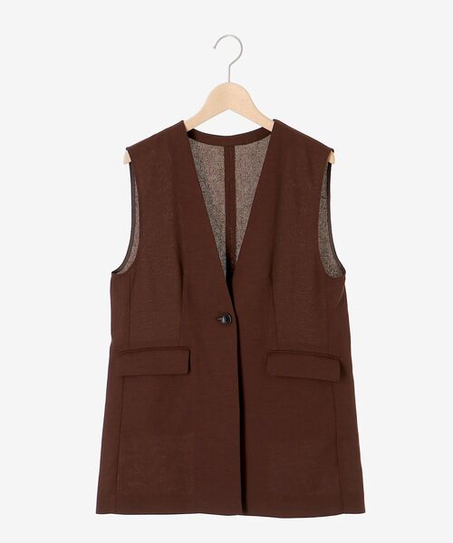 le.coeur blanc（ルクールブラン）の「リネンライクツイルベスト（ベスト・レディース・ブラウン/グレイッシュベージュ・38）」の5枚目の写真