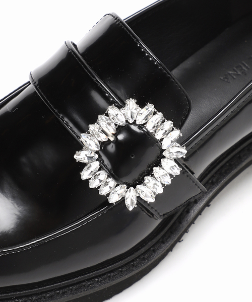 SLOBE IENA（スローブイエナ）の「SLOBE ビジューローファー（ローファー・レディース・ブラック・22.5cm/23cm/23.5cm/24cm/24.5cm）」の2枚目の写真