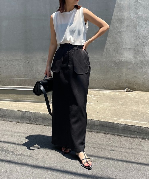 CAPRICIEUX LE'MAGE（カプリシューレマージュ）の「ポケットレイヤードスカート（スカート・レディース・ブラック/ライトベージュ・36/38）」の10枚目の写真