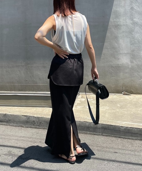 CAPRICIEUX LE'MAGE（カプリシューレマージュ）の「ポケットレイヤードスカート（スカート・レディース・ブラック/ライトベージュ・36/38）」の11枚目の写真