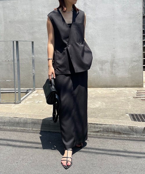 CAPRICIEUX LE'MAGE（カプリシューレマージュ）の「ポケットレイヤードスカート（スカート・レディース・ブラック/ライトベージュ・36/38）」の12枚目の写真