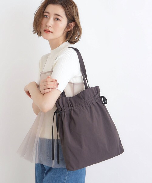grove(グローブ)の「◆サイドリボンギャザーナイロントート(トートバッグ・レディース・シルバー系その他5/ブラック系3/ブラック/チャコールグレー・00)」の5枚目の写真