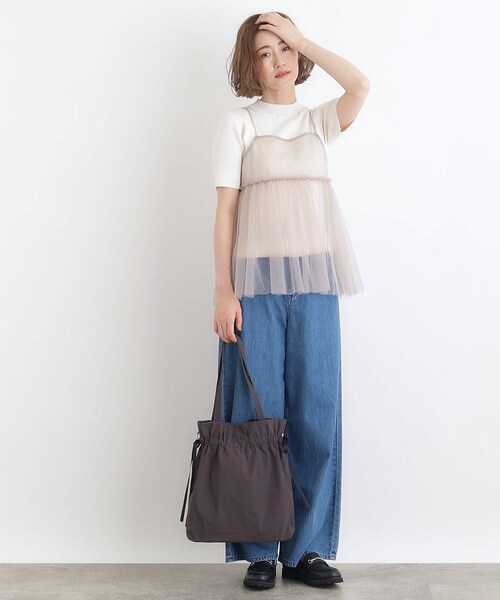 grove(グローブ)の「◆サイドリボンギャザーナイロントート(トートバッグ・レディース・シルバー系その他5/ブラック系3/ブラック/チャコールグレー・00)」の6枚目の写真