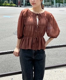 archives（アルシーヴ）の「シャーリングリボン楊柳ブラウス（シャツ/ブラウス）」