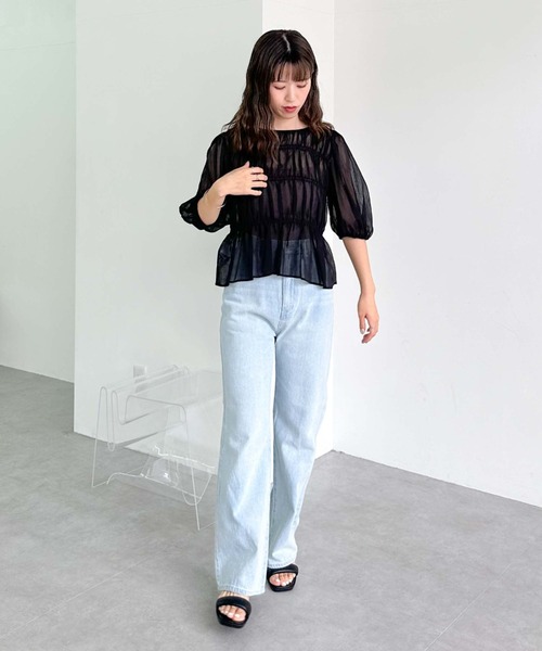 archives（アルシーヴ）の「シャーリングリボン楊柳ブラウス（シャツ/ブラウス・レディース・ブラック/アイボリー/ピンクベージュ/モカ・MEDIUM）」の14枚目の写真