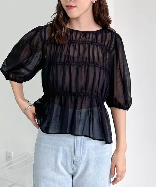 archives（アルシーヴ）の「シャーリングリボン楊柳ブラウス（シャツ/ブラウス・レディース・ブラック/アイボリー/ピンクベージュ/モカ・MEDIUM）」の20枚目の写真