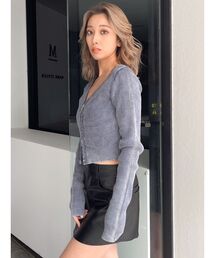 GYDA | ブリーチWファスナーリブニットトップス(ニット/セーター)