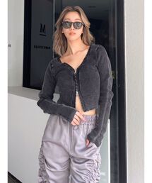 GYDA | ブリーチWファスナーリブニットトップス(ニット/セーター)