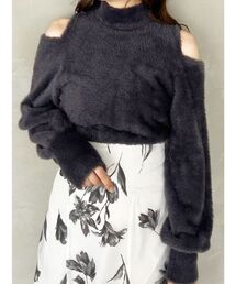 MERCURYDUO | オープンショルダーミニシャギーニット(ニット/セーター)