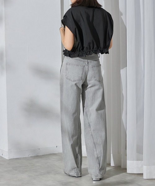 紅花でベスト セットアップ可能】スタンドカラーフロントジップドロストベスト