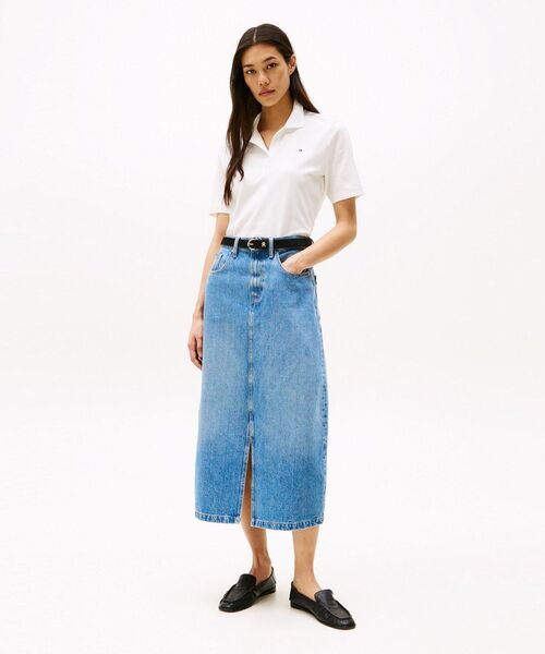 TOMMY HILFIGER（トミーヒルフィガー）の「レギュラーカラーピケショートスリーブポロ（ポロシャツ・レディース・ベージュ/ライトブルー/マルチ/ホワイト/ネイビー/ライトグリーン/ベージュ系・X-SMALL/SMALL/MEDIUM/LARGE）」の21枚目の写真