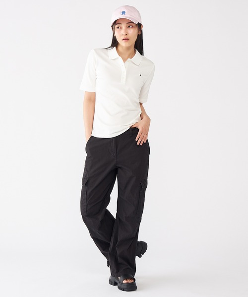 TOMMY HILFIGER（トミーヒルフィガー）の「レギュラーカラーピケショートスリーブポロ（ポロシャツ・レディース・ベージュ/ライトブルー/マルチ/ホワイト/ネイビー/ライトグリーン/ベージュ系・X-SMALL/SMALL/MEDIUM/LARGE）」の10枚目の写真