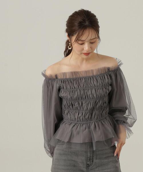 PROPORTION BODY DRESSING（プロポーションボディドレッシング）の「長袖チュールシャーリングブラウス / 1214210904（シャツ/ブラウス・レディース・ダークグレー/ブラウン/ピンク・FREE）」の5枚目の写真