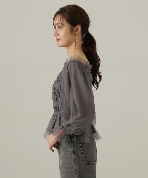 PROPORTION BODY DRESSING（プロポーションボディドレッシング）の「長袖チュールシャーリングブラウス / 1214210904（シャツ/ブラウス・レディース・ダークグレー/ブラウン/ピンク・FREE）」の10枚目の写真