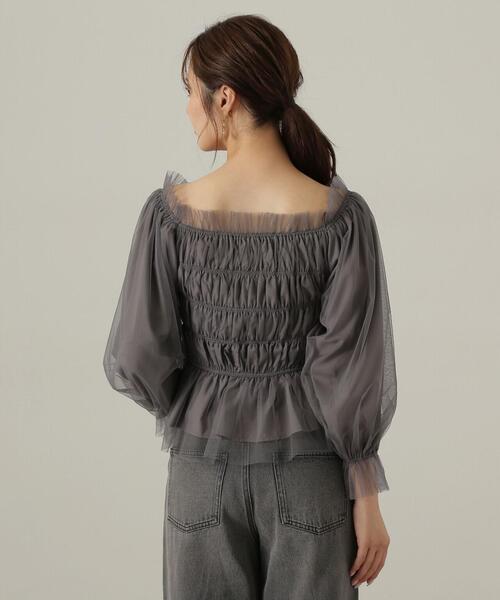 PROPORTION BODY DRESSING（プロポーションボディドレッシング）の「長袖チュールシャーリングブラウス / 1214210904（シャツ/ブラウス・レディース・ダークグレー/ブラウン/ピンク・FREE）」の11枚目の写真