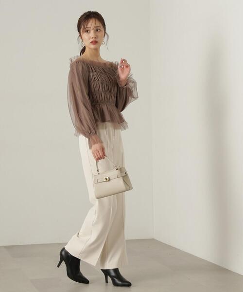 PROPORTION BODY DRESSING（プロポーションボディドレッシング）の「長袖チュールシャーリングブラウス / 1214210904（シャツ/ブラウス・レディース・ダークグレー/ブラウン/ピンク・FREE）」の17枚目の写真