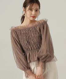 PROPORTION BODY DRESSING | 長袖チュールシャーリングブラウス / 1214210904(シャツ/ブラウス)