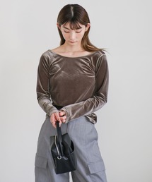 select MOCA | バレエネックベロアトップス(Tシャツ/カットソー)