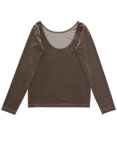 select MOCA(セレクトモカ)の「バレエネックベロアトップス(Tシャツ/カットソー・レディース・ブラウン/ネイビー/ベージュ/ダークグレー・FREE/SMALL)」の8枚目の写真