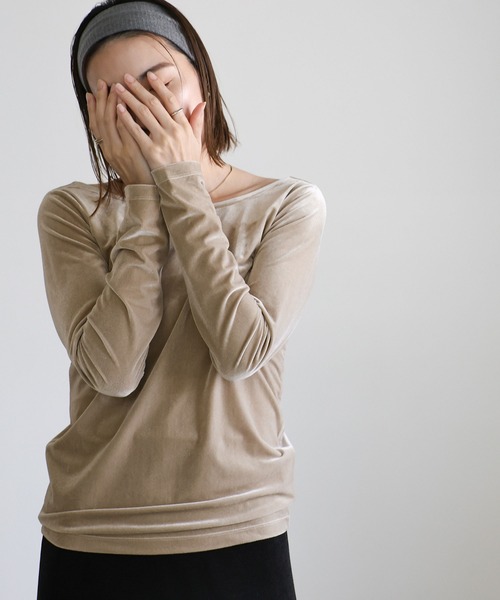 セール】バレエネックベロアトップス（Tシャツ/カットソー）｜select